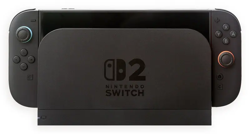 Console Nintendo Switch 2 encaixado na base de TV